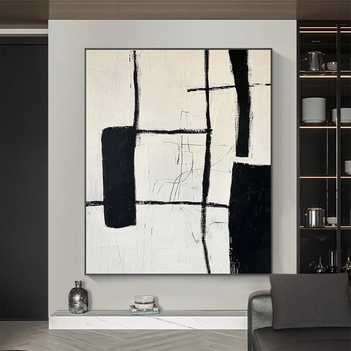 INTERSECTION: Textured Minimalist Abstract Oil Painting | rolled canvas, ready for custom framing