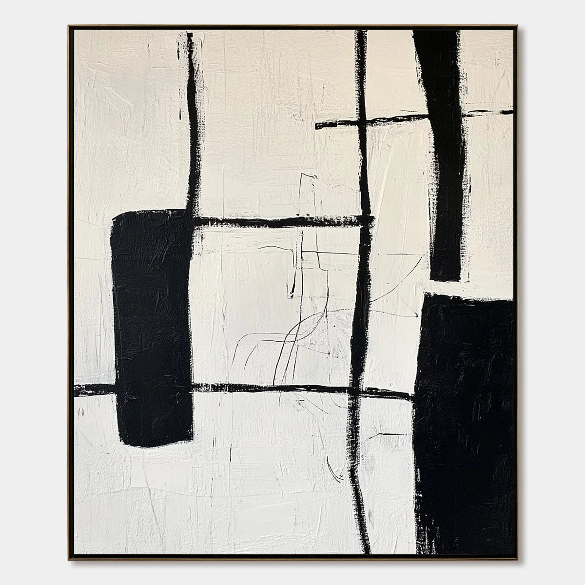 INTERSECTION: Textured Minimalist Abstract Oil Painting | hanging in living room, Minimalist wall art