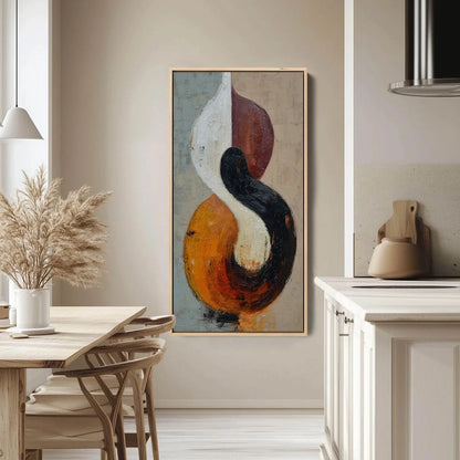 INTERTWINE Wabi Sabi Abstract Painting | gold frame stretched on neutral wall