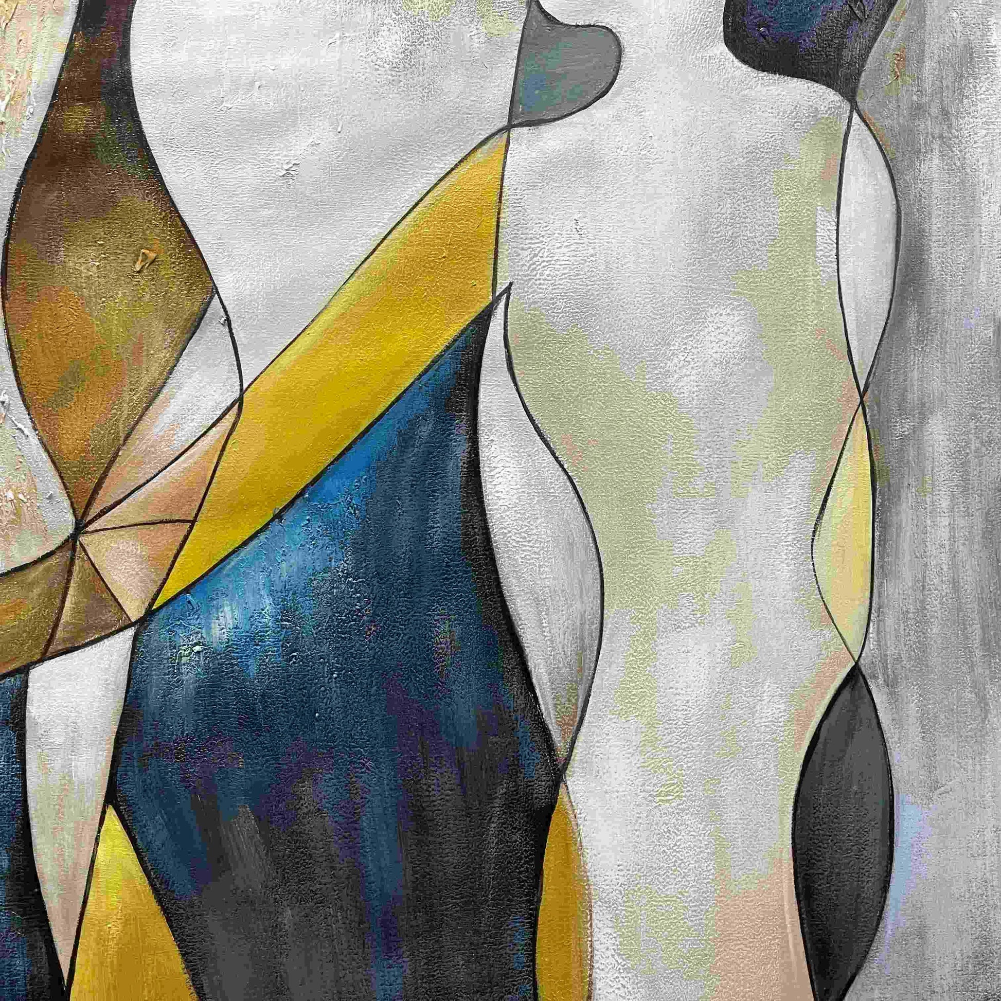 INTERTWINED: Abstract Figurative Oil Painting in Earthy Tones | rectangular format, hand-painted canvas edge