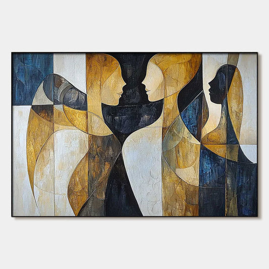 INTERTWINED: Abstract Figurative Oil Painting in Earthy Tones | hanging in living room, Figurative wall art