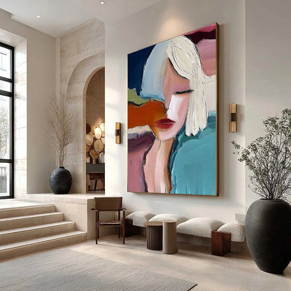 INWARD: Abstract Figurative Portrait Painting with Thick Texture | Figurative mood, soft natural light studio shot