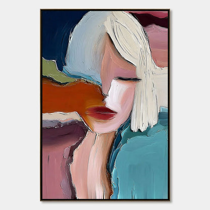INWARD: Abstract Figurative Portrait Painting with Thick Texture | hanging in living room, Figurative wall art