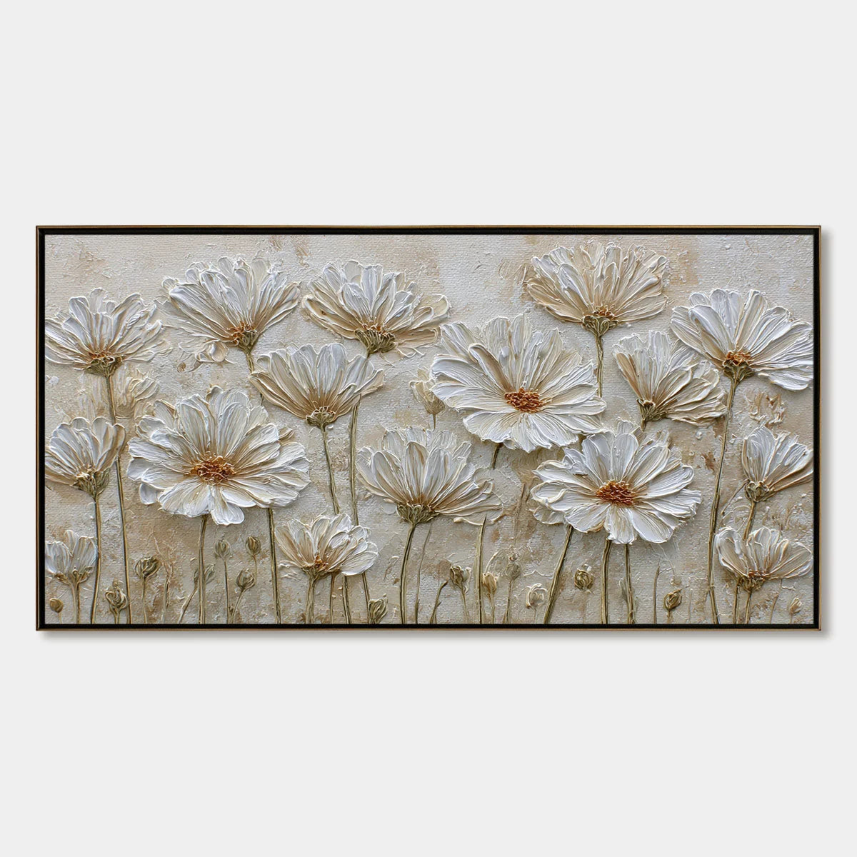 IVORY BLOOM: Textured Wabi Sabi Floral Impasto Painting | hanging in living room, Abstract wall art