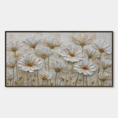 IVORY BLOOM: Textured Wabi Sabi Floral Impasto Painting | hanging in living room, Abstract wall art