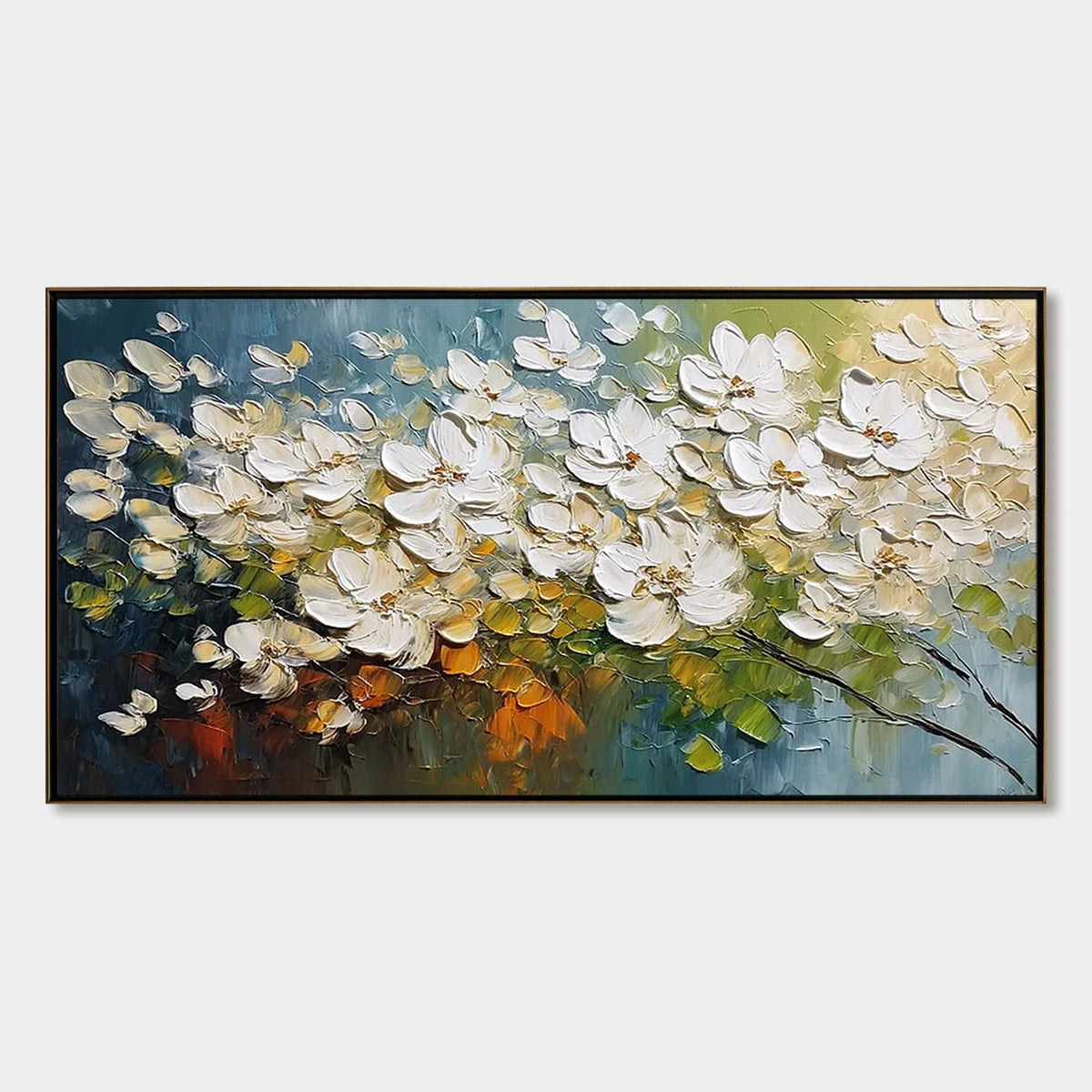 IVORY BLOOM: Textured White Floral Impasto Oil Paintinga | hanging in living room, Abstract wall art