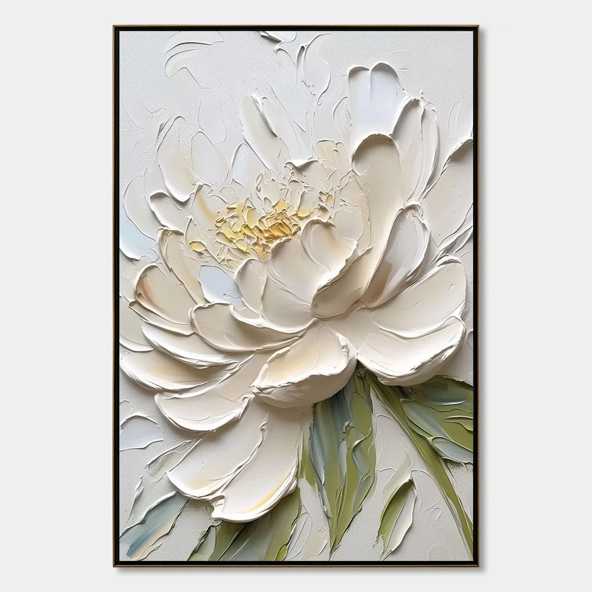 IVORY PETALS: Textured Impasto Peony Painting | hanging in living room, Abstract wall art