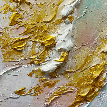 JADE AURORA: Green and Gold Abstract Impasto Oil Painting | rolled canvas, ready for custom framing