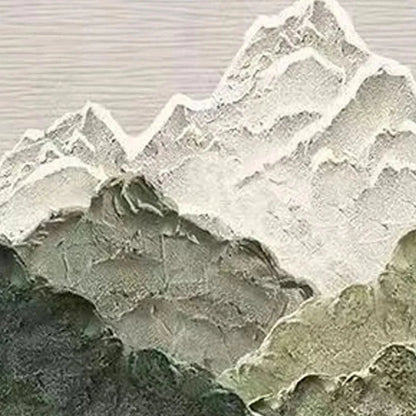JADE PEAK: Textured Green and White Mountain Landscape Painting | rolled canvas, ready for custom framing