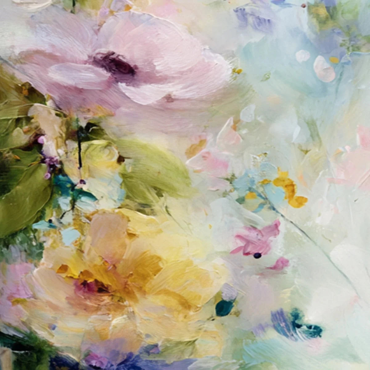 JARDIN SECRET: Impressionistic Abstract Floral Painting Set of 2 | rectangular format, hand-painted canvas edge