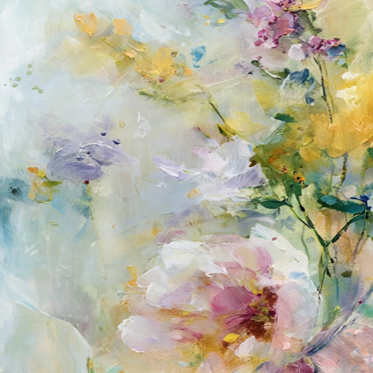 JARDIN SECRET: Impressionistic Abstract Floral Painting Set of 2 | rolled canvas, ready for custom framing