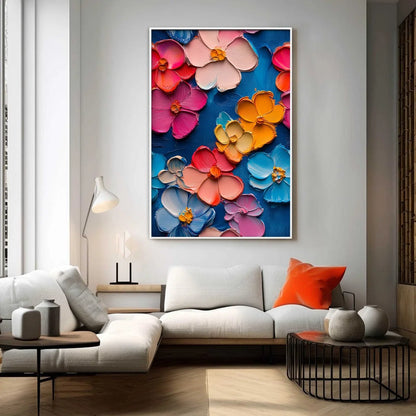 JEWEL GARDEN: Colorful Impasto Floral Oil Painting on Canvas | rolled canvas, ready for custom framing