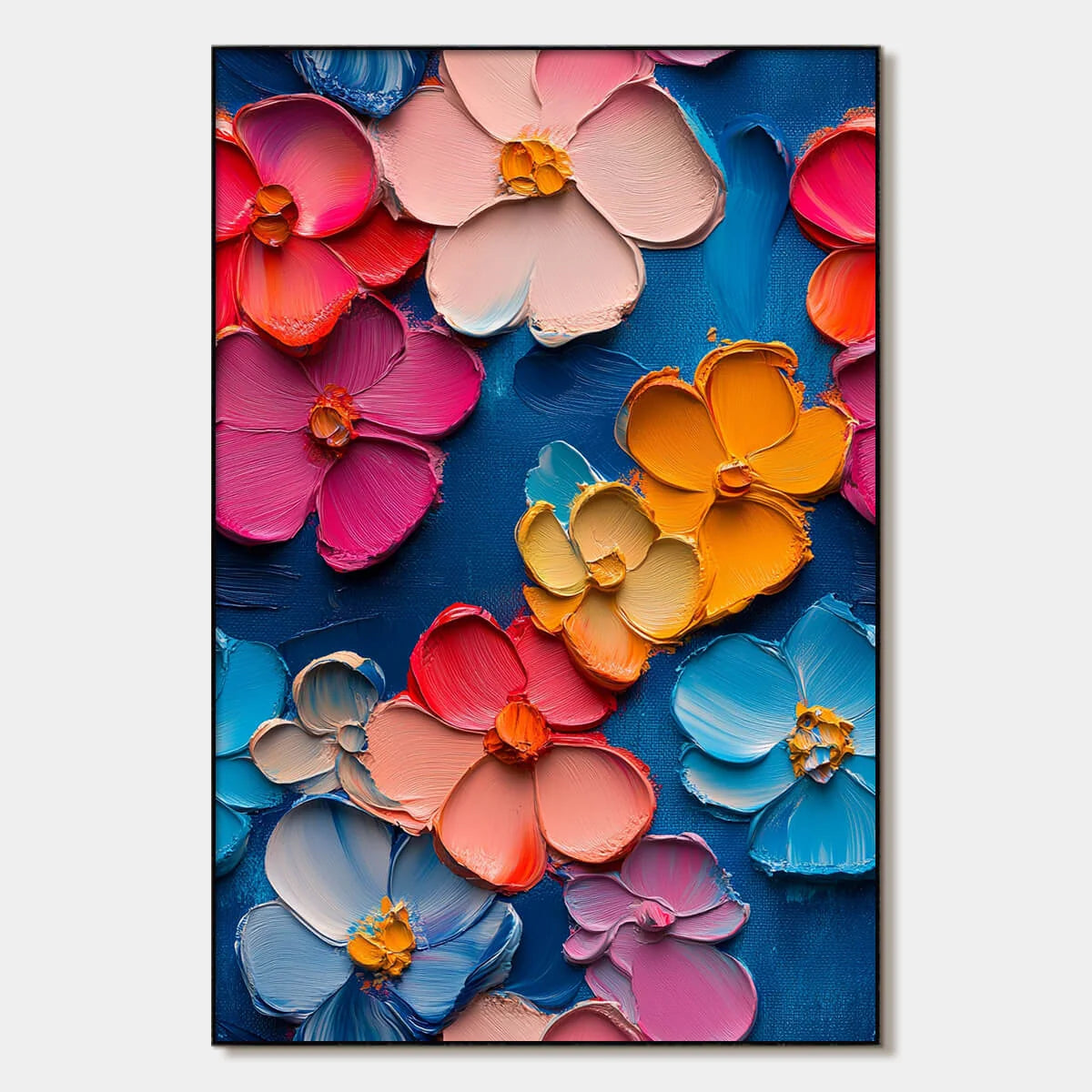 JEWEL GARDEN: Colorful Impasto Floral Oil Painting on Canvas | hanging in living room, Abstract wall art