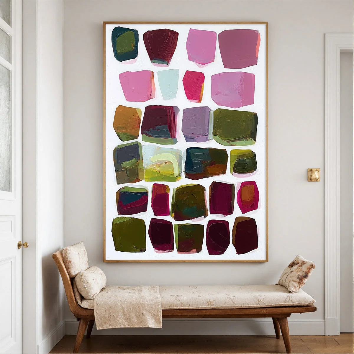 JEWEL TONES: Abstract Geometric Oil Painting | Minimalist closeup, raised brushwork detail
