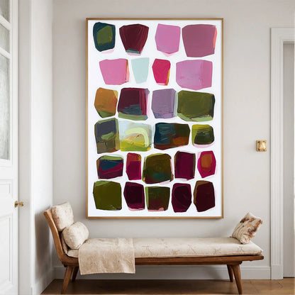 JEWEL TONES: Abstract Geometric Oil Painting | Minimalist closeup, raised brushwork detail