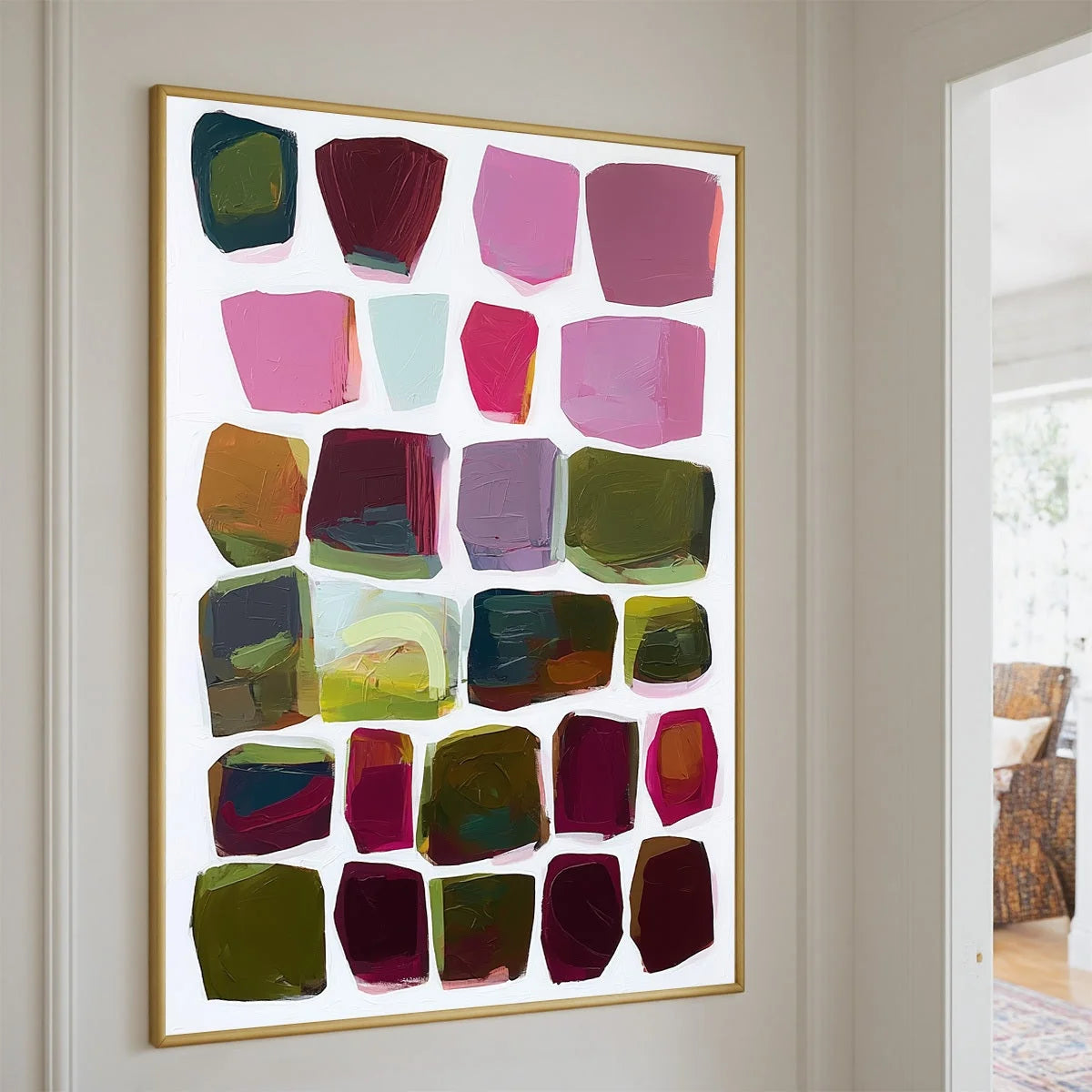 JEWEL TONES: Abstract Geometric Oil Painting | rolled canvas, ready for custom framing