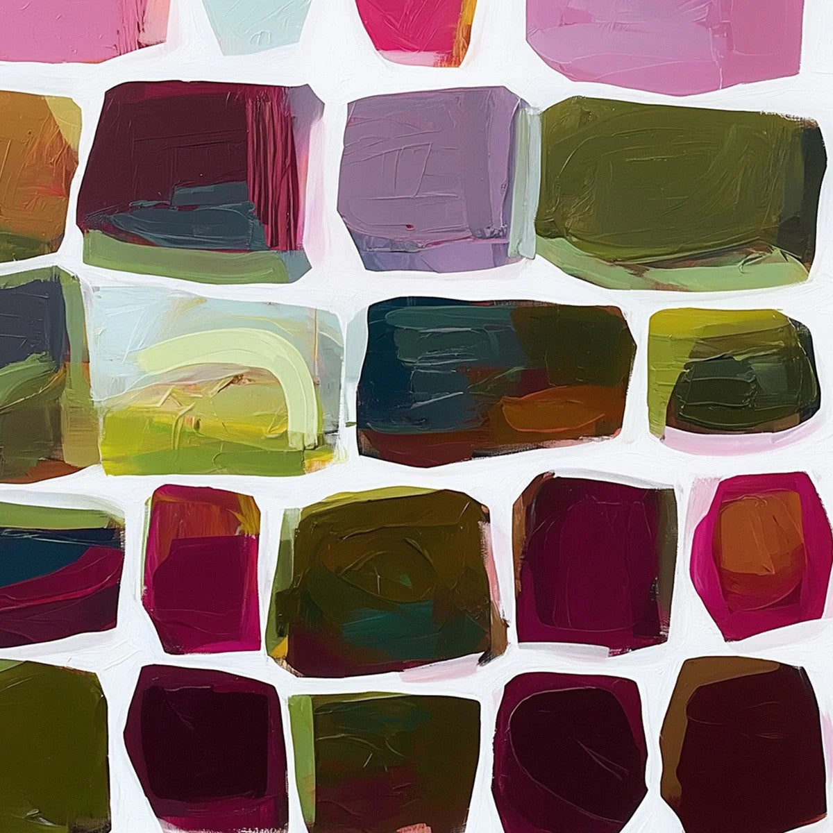 JEWEL TONES: Abstract Geometric Oil Painting | multi-color palette, original oil on stretched canvas art