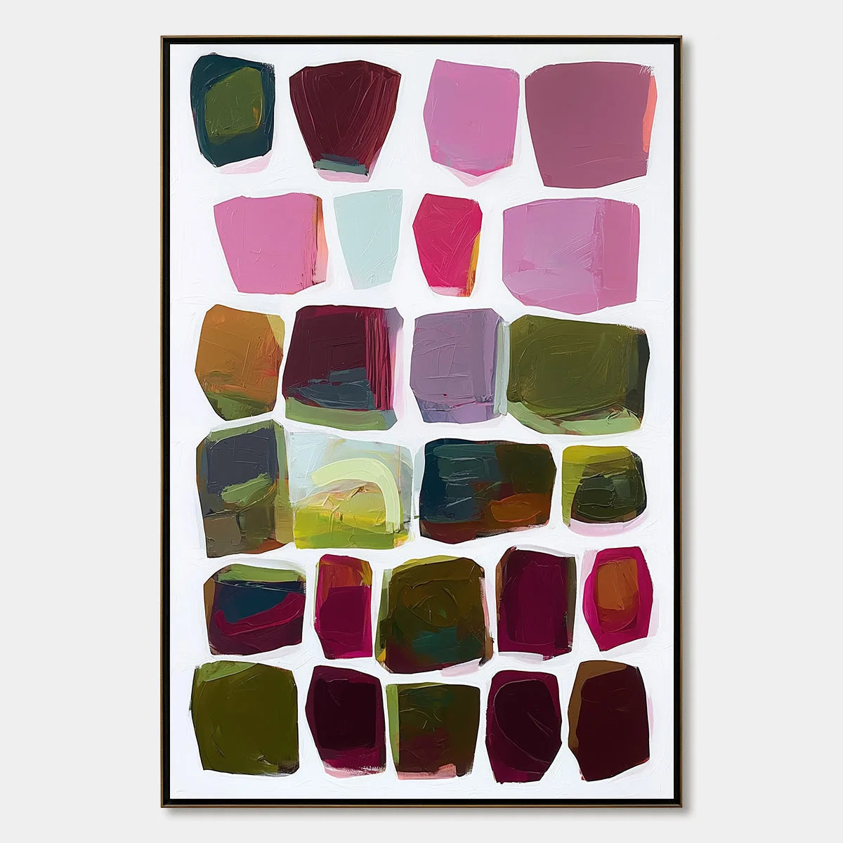 JEWEL TONES: Abstract Geometric Oil Painting | hanging in living room, Minimalist wall art