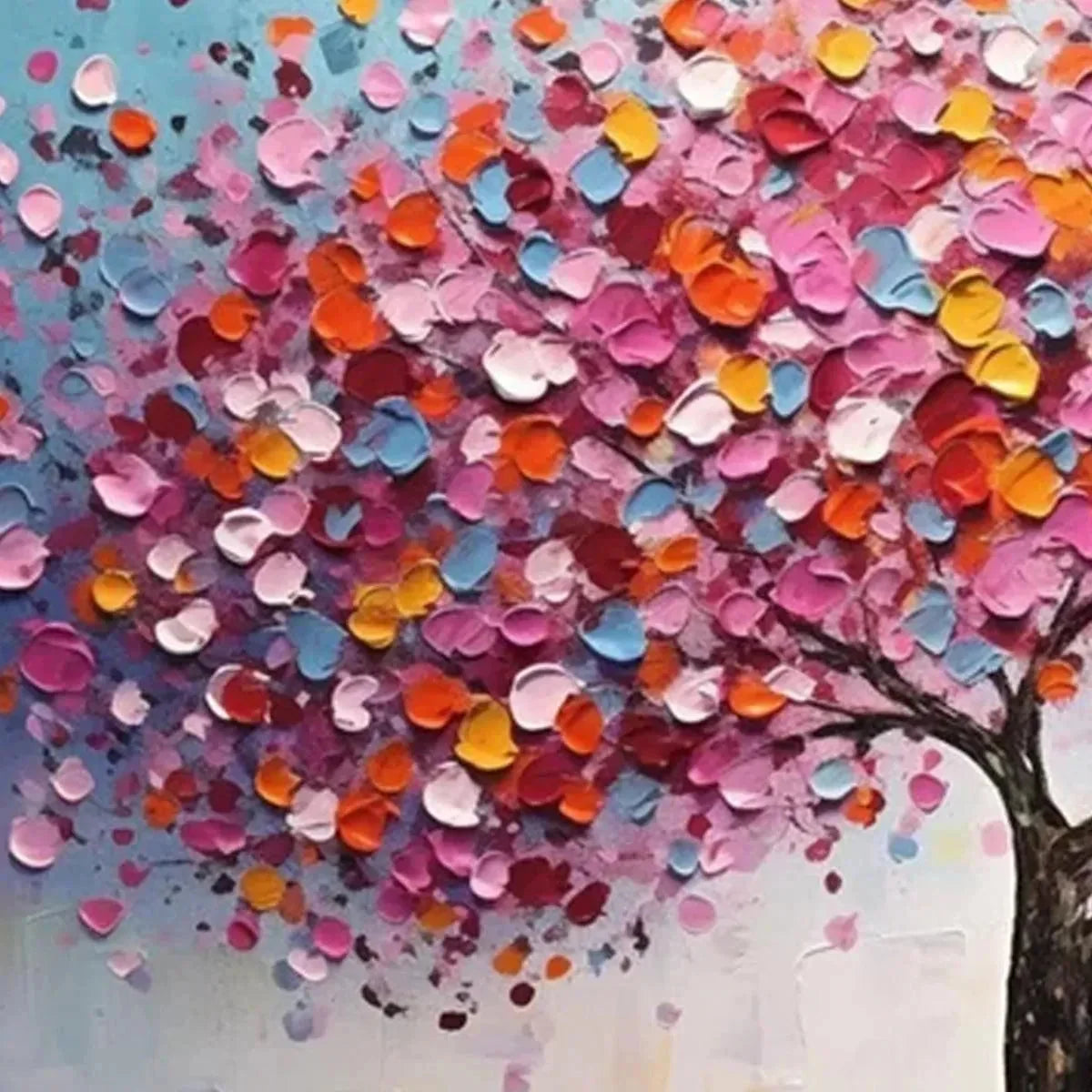 JEWEL TONES TREE: Textured Impasto Tree Painting in Vibrant Pink | rolled canvas, ready for custom framing