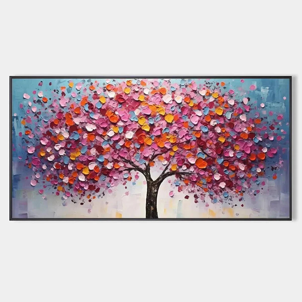 JEWEL TONES TREE: Textured Impasto Tree Painting in Vibrant Pink | hanging in living room, Figurative wall art