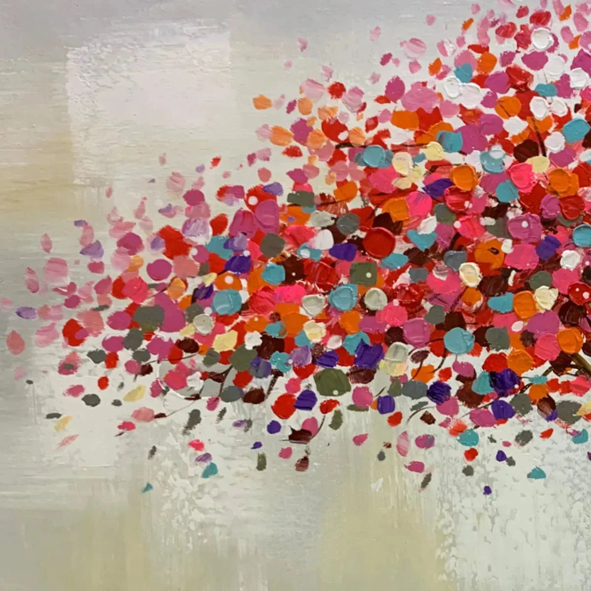 JEWEL TREE: Colorful Abstract Tree Painting, Impasto Texture, Horizontal Canvas, Modern Wall Art | rolled canvas, ready for custom framing