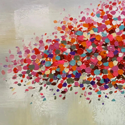 JEWEL TREE: Colorful Abstract Tree Painting, Impasto Texture, Horizontal Canvas, Modern Wall Art | rolled canvas, ready for custom framing