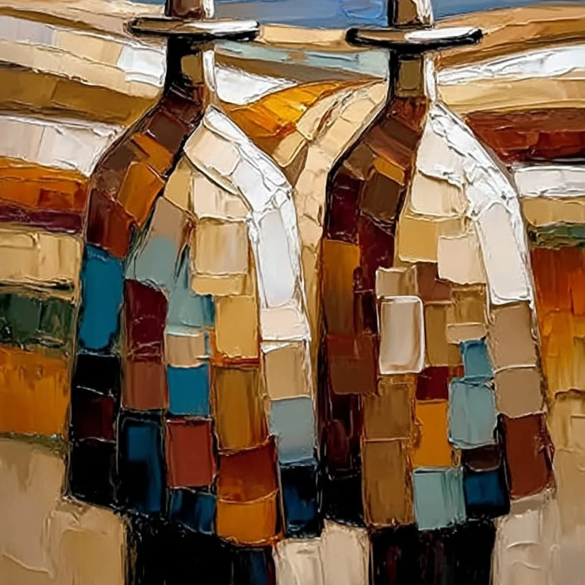 THE JOURNEYMEN: Textured Impasto Painting of Two Figures in a Landscape | rolled canvas, ready for custom framing