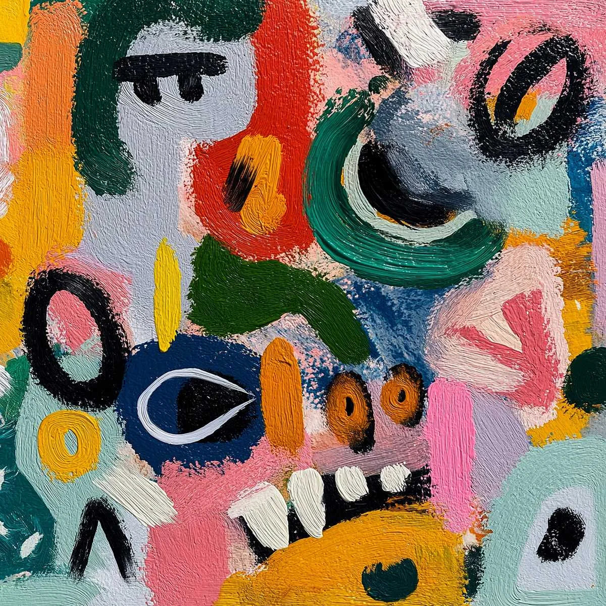 JOYFUL CHAOS: Vibrant Large Horizontal Abstract Expressionist Wall Art | rolled canvas, ready for custom framing