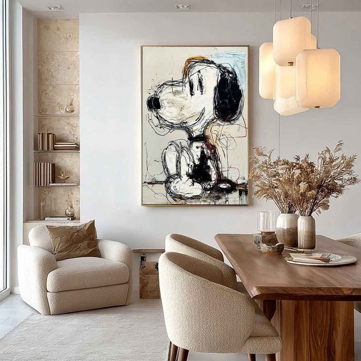 JOYFUL NOSTALGIA: Textured Pop Art Painting of a Nostalgic Icon | gold frame stretched on neutral wall