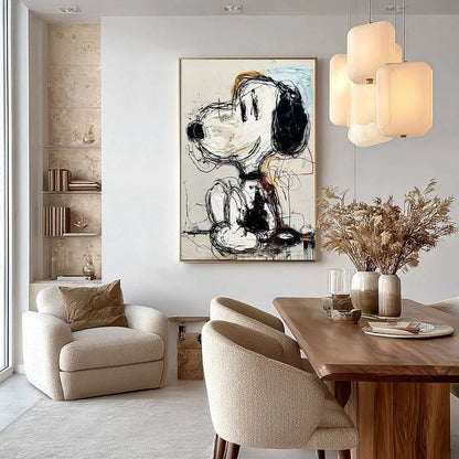 JOYFUL NOSTALGIA: Textured Pop Art Painting of a Nostalgic Icon | gold frame stretched on neutral wall