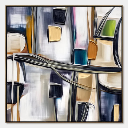 JUNCTION: Modern Abstract Textured Square Wall Art Painting | hanging in living room, Abstract wall art