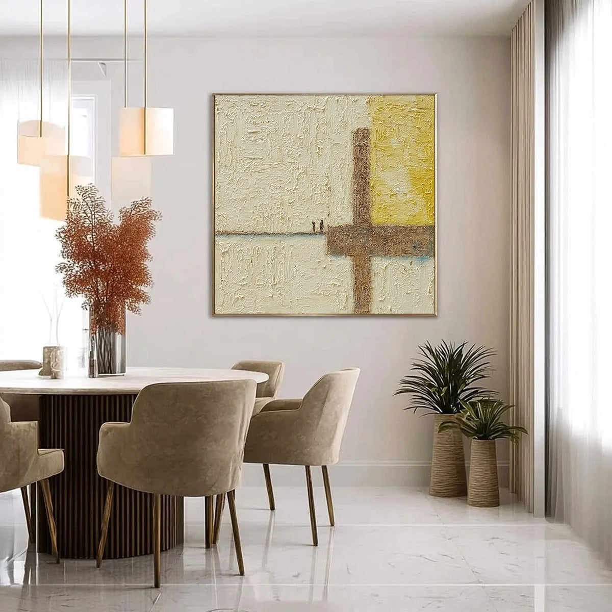 Juncture: Textured Wabi Sabi Abstract Oil Painting for Walls | Abstract closeup, raised brushwork detail