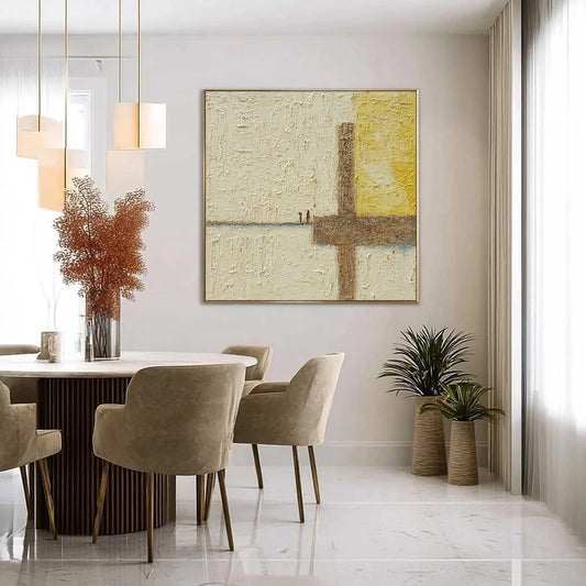 Juncture: Textured Wabi Sabi Abstract Oil Painting for Walls