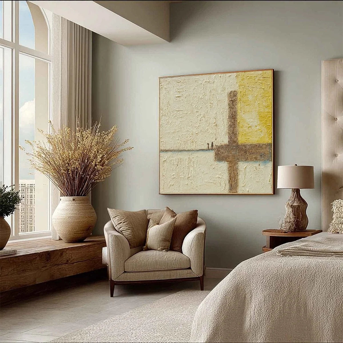 Juncture: Textured Wabi Sabi Abstract Oil Painting for Walls | multi-color palette, original oil on stretched canvas art