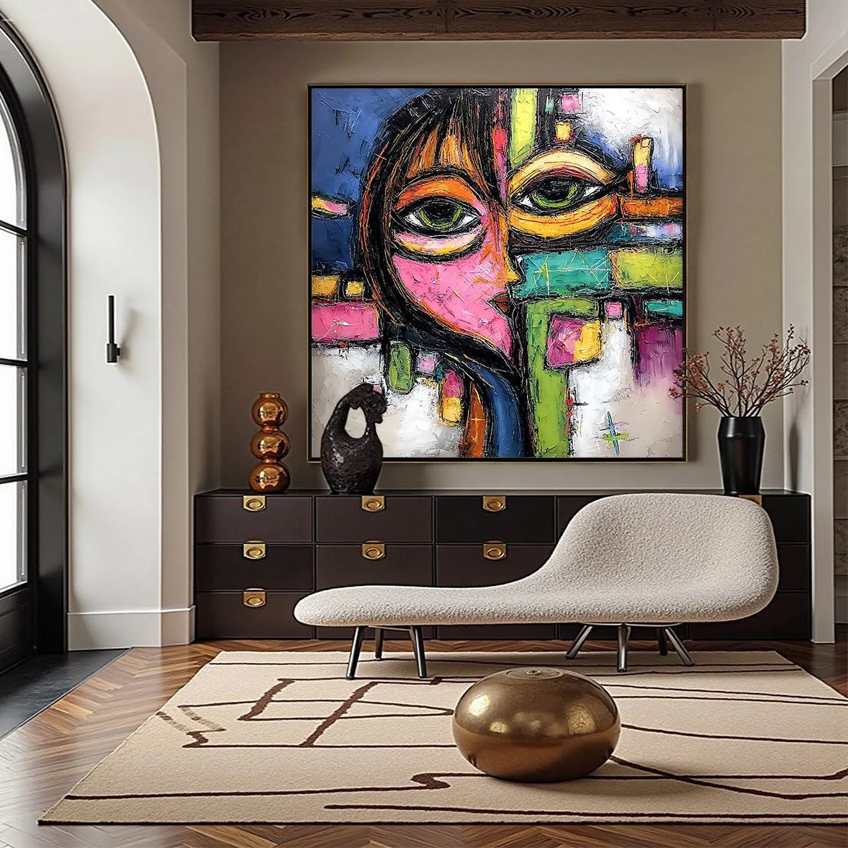 KALEIDOSCOPE GAZE: Colorful Abstract Portrait Impasto Oil Painting | Abstract closeup, raised brushwork detail