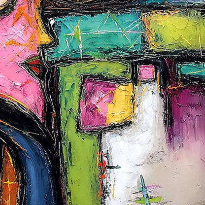 KALEIDOSCOPE GAZE: Colorful Abstract Portrait Impasto Oil Painting | rolled canvas, ready for custom framing