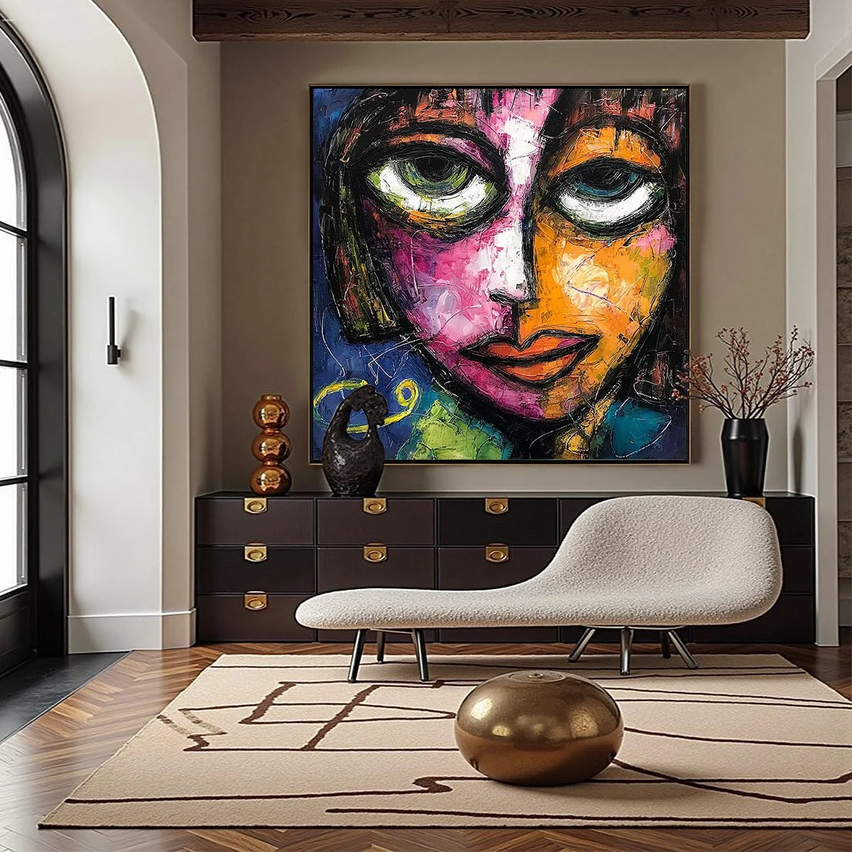 KALEIDOSCOPE SOUL: Colorful Abstract Impasto Portrait Oil Painting on Canvas | Abstract closeup, raised brushwork detail