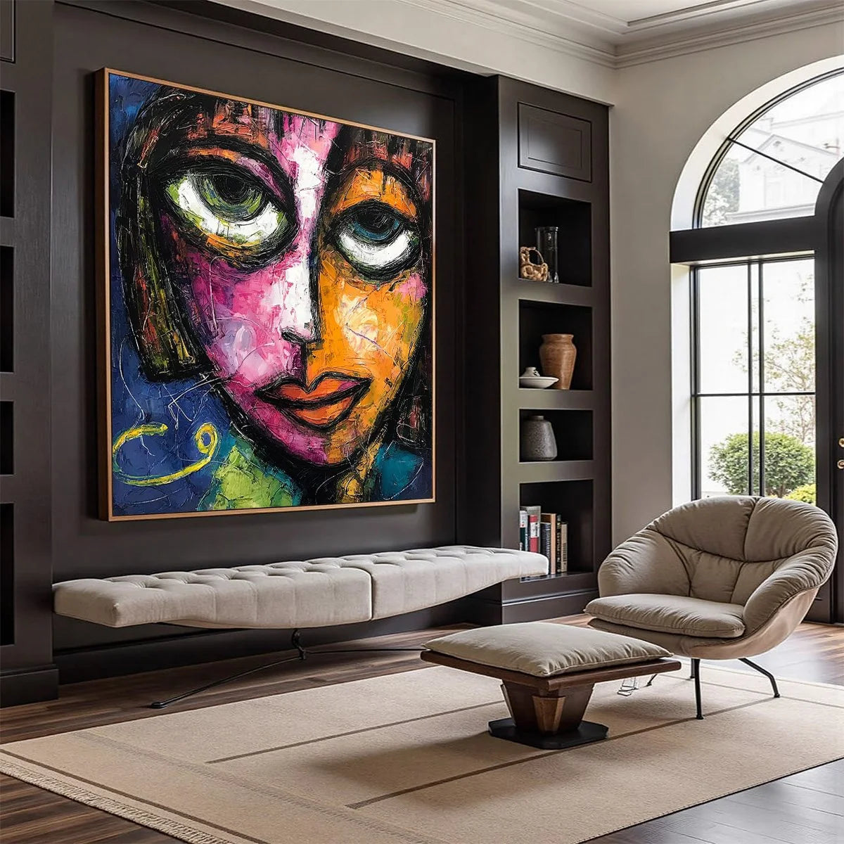KALEIDOSCOPE SOUL: Colorful Abstract Impasto Portrait Oil Painting on Canvas | Abstract mood, soft natural light studio shot