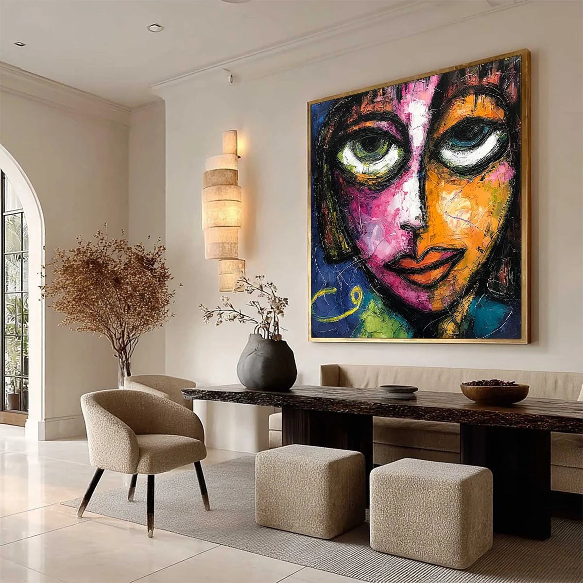 KALEIDOSCOPE SOUL: Colorful Abstract Impasto Portrait Oil Painting on Canvas | multi-color palette, original oil on stretched canvas art