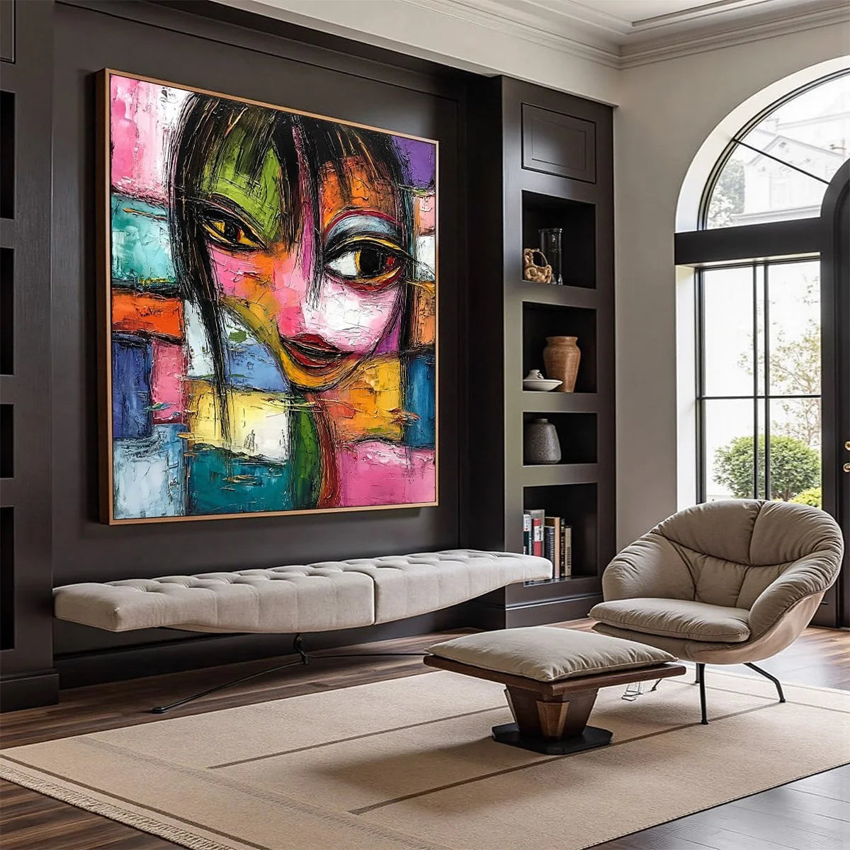 KALEIDOSCOPE SOUL: Colorful Abstract Impasto Portrait Oil Painting | Abstract mood, soft natural light studio shot