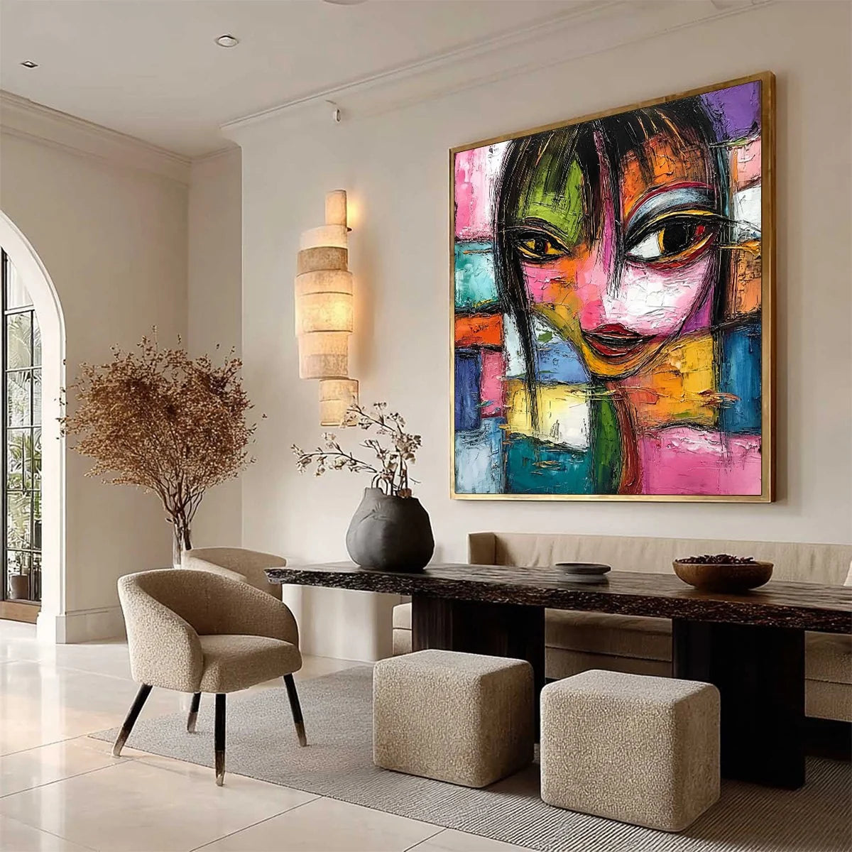 KALEIDOSCOPE SOUL: Colorful Abstract Impasto Portrait Oil Painting | multi-color palette, original oil on stretched canvas art
