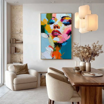 KALEIDOSCOPE SOUL: Colorful Abstract Impasto Portrait Oil Painting | Abstract closeup, raised brushwork detail