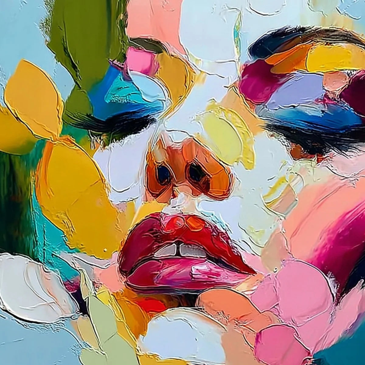 KALEIDOSCOPE SOUL: Colorful Abstract Impasto Portrait Oil Painting | rolled canvas, ready for custom framing