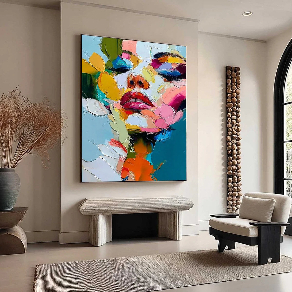 KALEIDOSCOPE SOUL: Colorful Abstract Impasto Portrait Oil Painting | multi-color palette, original oil on stretched canvas art