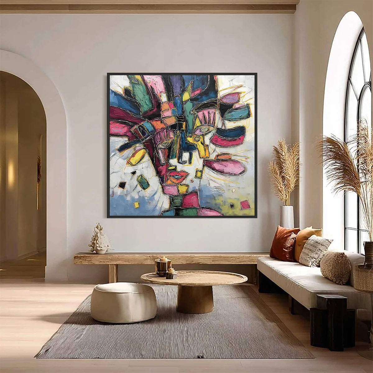 KALEIDOSCOPE SOUL: Large Colorful Abstract Portrait Impasto Painting | Abstract closeup, raised brushwork detail