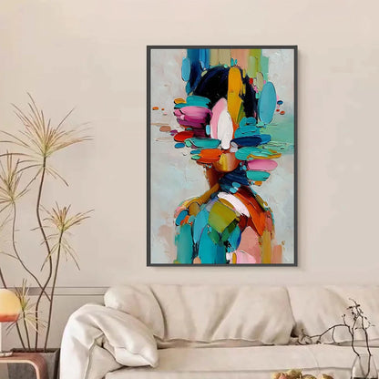 KALEIDOSCOPE SOUL: Colorful Abstract Portrait Impasto Style Wall Art | Abstract closeup, raised brushwork detail