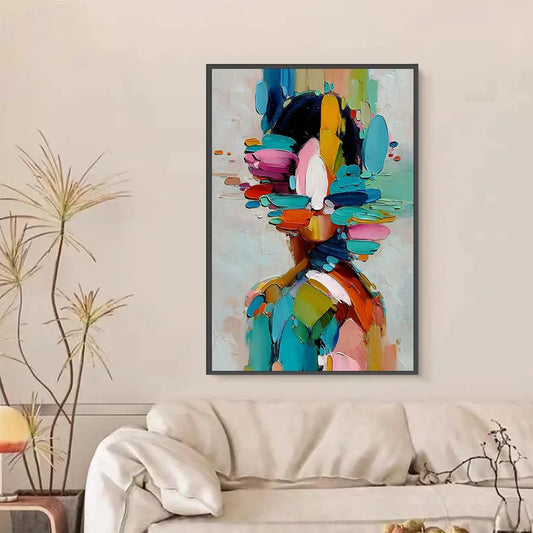 KALEIDOSCOPE SOUL: Colorful Abstract Portrait Impasto Style Wall Art