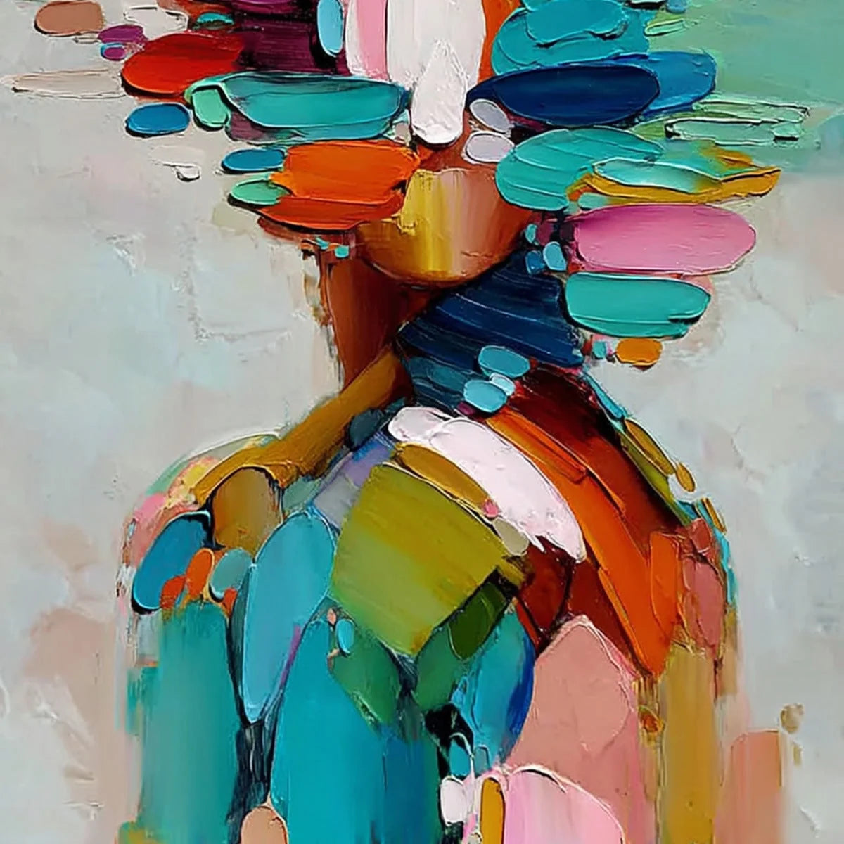 KALEIDOSCOPE SOUL: Colorful Abstract Portrait Impasto Style Wall Art | rolled canvas, ready for custom framing
