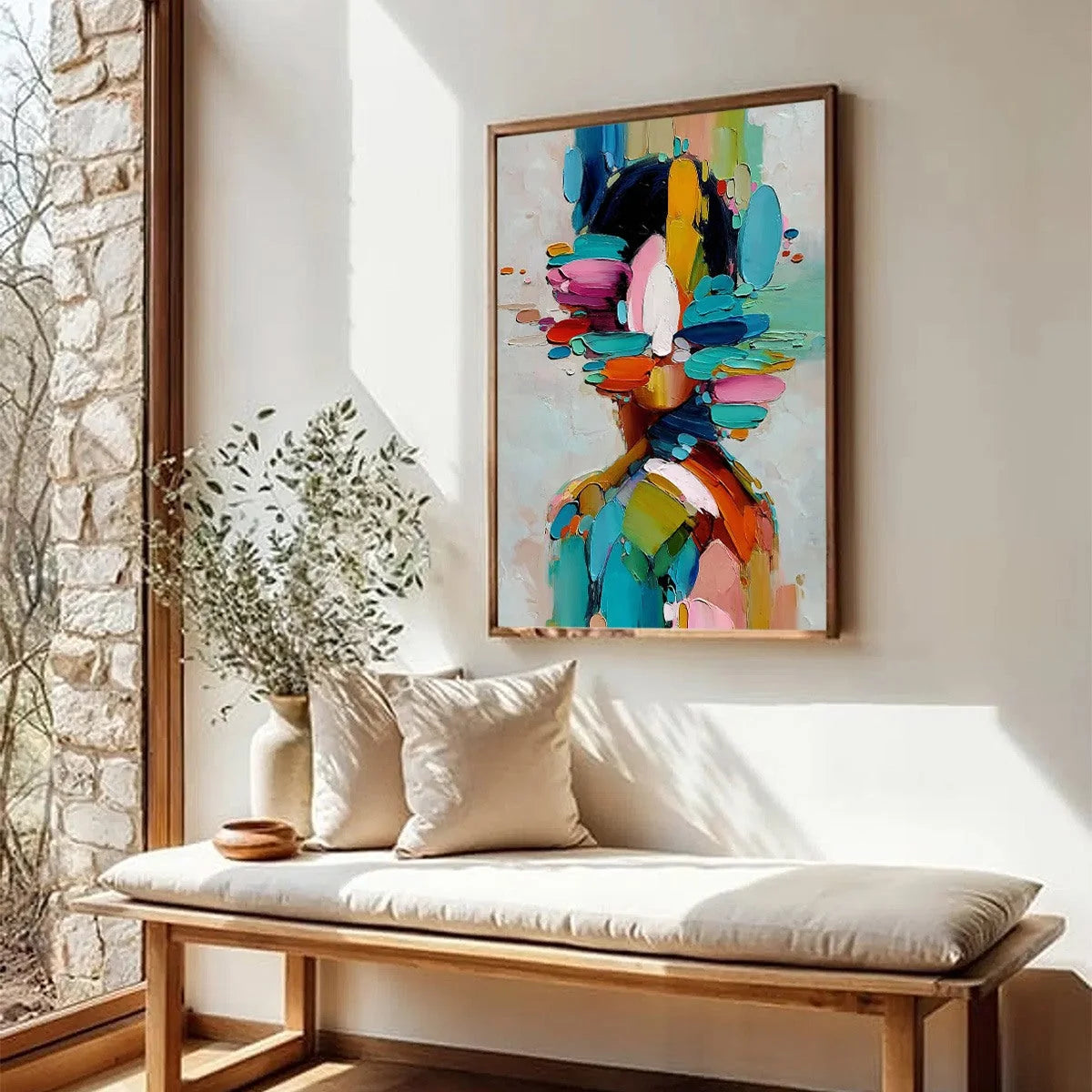 KALEIDOSCOPE SOUL: Colorful Abstract Portrait Impasto Style Wall Art | multi-color palette, original oil on stretched canvas art