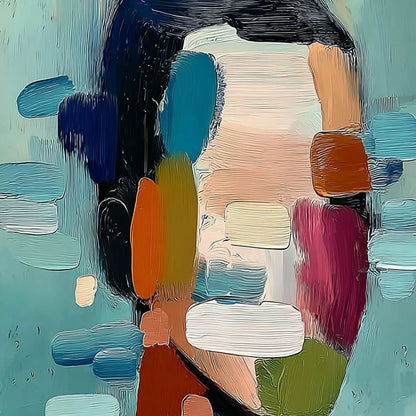 Kaleidoscope: Textured Abstract Portrait Oil Painting Wall Art | rectangular format, hand-painted canvas edge